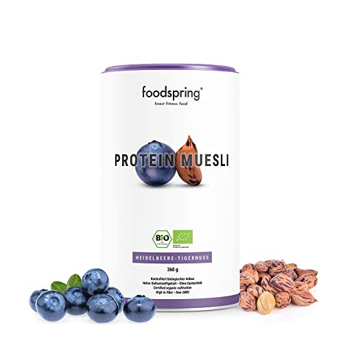 foodspring Muesli Proteico, 360g, Arándanos y chufas, Ingredientes 100% orgánicos, Garantizado vegano y sin lactosa foodspring Muesli Proteico, 360g, Arándanos y chufas, Ingredientes 100% orgánicos, Garantizado vegano y sin lactosa