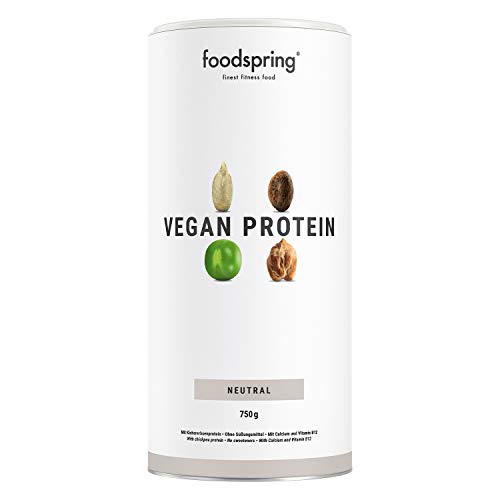 foodspring Proteína Vegana, Neutro, 750g, Proteína de guisante, Garbanzo, Cáñamo y girasol, Energía vegetal para los músculos