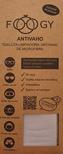 FOOGY Paño de microfibra antivaho para gafas | paño de limpieza en seco | no se necesitan líquidos adicionales