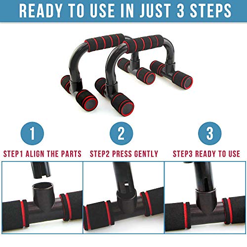 FOOING Soporte para Flexiones Push Up Bars Stand - Barras para Flexiones Gimnasio Ejercicio Formación - para Ejercicios, Gimnasio Equipo de Entrenamiento para Hombres y Mujeres (Rojo)