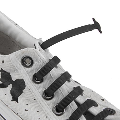 Footful 1 Par Cordones Cuerdas Elástico de Zapatos Silicona Color Negro sin Corbata para Niños Footful 1 Par Cordones Cuerdas Elástico de Zapatos Silicona Color Negro sin Corbata para Niños