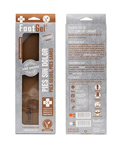 Footgel TP-0602561570345_1152-004 Plantillas Gel Hombre, Naranjo, 43-46