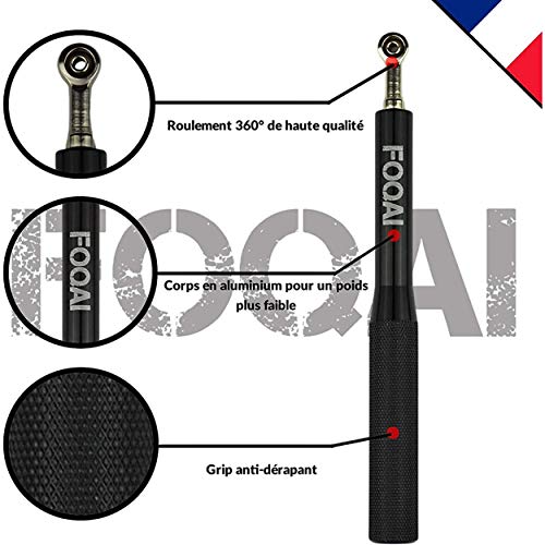 FOQAI - Pack de manoplas Crossfit de piel suave + cuerda de saltar 360 ajustable para hombres, mujeres y niños. Accesorios y guante de musculación, gimnasia y Crossfit, pack de arranque, mejor agarre.