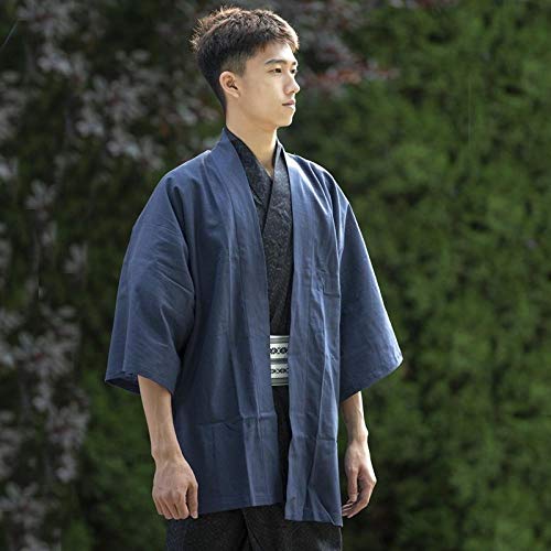 For Hombre Japonés Kimono Cardigan Hombres Haori Kimonos Karate Samurai Traje del Kimono Tradicional Japones Ropa Masculina Yukata Zzzb (Color : 3, Size : One Size)