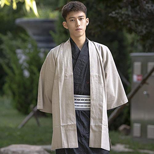 For Hombre Japonés Kimono Cardigan Hombres Haori Kimonos Karate Samurai Traje del Kimono Tradicional Japones Ropa Masculina Yukata Zzzb (Color : 3, Size : One Size)