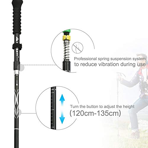 ForceattBastón de Trekking, Dos Bastones de Trekking Plegables Que absorben los Golpes, aleación de Aluminio 7075 Ligera y Duradera, Mango de EVA, Longitud Ajustable, Adecuado para Uso en Exteriores ForceattBastón de Trekking, Dos Bastones de Trekking Plegables Que absorben los Golpes, aleación de Aluminio 7075 Ligera y Duradera, Mango de EVA, Longitud Ajustable, Adecuado para Uso en Exteriores