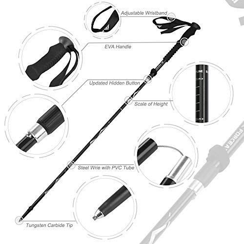 ForceattBastón de Trekking, Dos Bastones de Trekking Plegables Que absorben los Golpes, aleación de Aluminio 7075 Ligera y Duradera, Mango de EVA, Longitud Ajustable, Adecuado para Uso en Exteriores ForceattBastón de Trekking, Dos Bastones de Trekking Plegables Que absorben los Golpes, aleación de Aluminio 7075 Ligera y Duradera, Mango de EVA, Longitud Ajustable, Adecuado para Uso en Exteriores