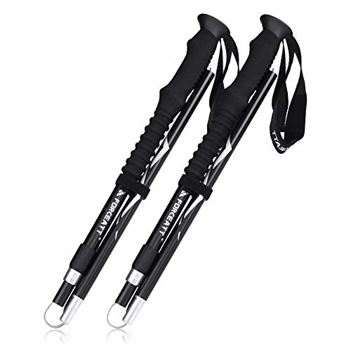 ForceattBastón de Trekking, Dos Bastones de Trekking Plegables Que absorben los Golpes, aleación de Aluminio 7075 Ligera y Duradera, Mango de EVA, Longitud Ajustable, Adecuado para Uso en Exteriores ForceattBastón de Trekking, Dos Bastones de Trekking Plegables Que absorben los Golpes, aleación de Aluminio 7075 Ligera y Duradera, Mango de EVA, Longitud Ajustable, Adecuado para Uso en Exteriores