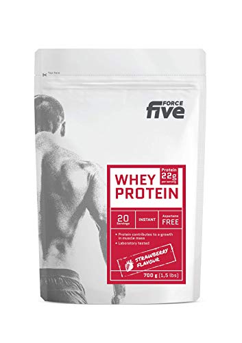 ForceFive Whey Protein. Concentrado de proteína de suero de leche, 700g (Fresa)