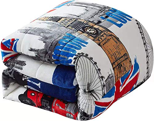 ForenTex Edredón Nórdico Cama 90/105cm 600G Grosor Borreguillo Microseda Extra Suave con Fundas Almohada 50x70(S-3089), Azul, 190x260cm ForenTex Edredón Nórdico Cama 90/105cm 600G Grosor Borreguillo Microseda Extra Suave con Fundas Almohada 50x70(S-3089), Azul, 190x260cm
