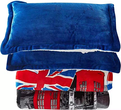 ForenTex Edredón Nórdico Cama 90/105cm 600G Grosor Borreguillo Microseda Extra Suave con Fundas Almohada 50x70(S-3089), Azul, 190x260cm