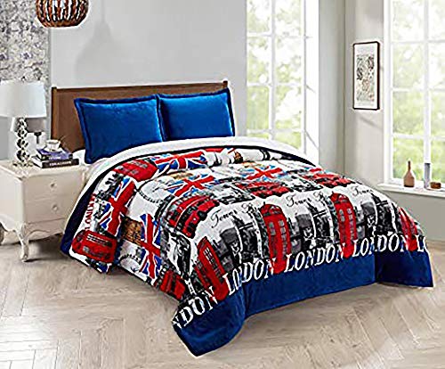 ForenTex Edredón Nórdico Cama 90/105cm 600G Grosor Borreguillo Microseda Extra Suave con Fundas Almohada 50x70(S-3089), Azul, 190x260cm ForenTex Edredón Nórdico Cama 90/105cm 600G Grosor Borreguillo Microseda Extra Suave con Fundas Almohada 50x70(S-3089), Azul, 190x260cm