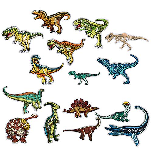 FORMIZON Parches de Dinosaurio, 15 Piezas Parches Ropa Termoadhesivos, Banda Kit de Costura, Parche de Ropa Patrón de Dinosaurio Pegatina pour DIY, Camiseta, Jeans, Ropa (A)