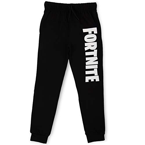 Fortnite Pantalón Niño, Pantalón de Deporte Niño de Felpa Gris Claro o Negro, Pantalón Largo Deportivo, Pantalón de Felpa, Regalo Niño (9/10 años, Negro)