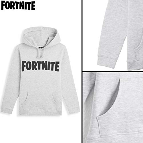 Fortnite Sudadera De Niños, Producto Oficial | Sudaderas para Niños con Manga Larga, Bolsillos Y Capucha | Regalos De Video Gamer Online (12/13 años, Gris)