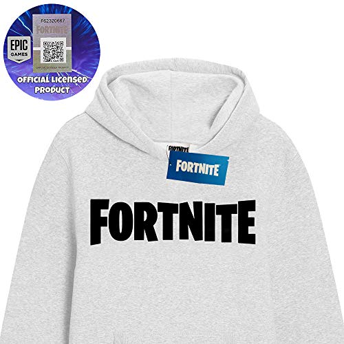 Fortnite Sudadera De Niños, Producto Oficial | Sudaderas para Niños con Manga Larga, Bolsillos Y Capucha | Regalos De Video Gamer Online (12/13 años, Gris)