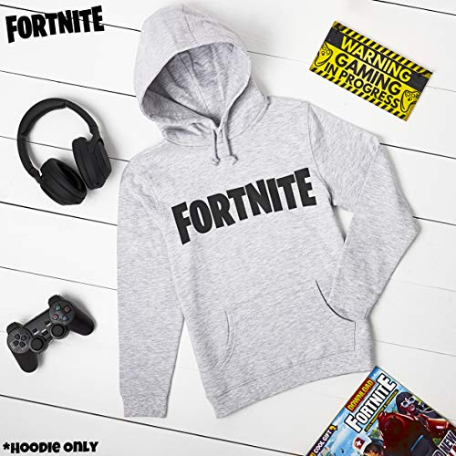 Fortnite Sudadera De Niños, Producto Oficial | Sudaderas para Niños con Manga Larga, Bolsillos Y Capucha | Regalos De Video Gamer Online (12/13 años, Gris)