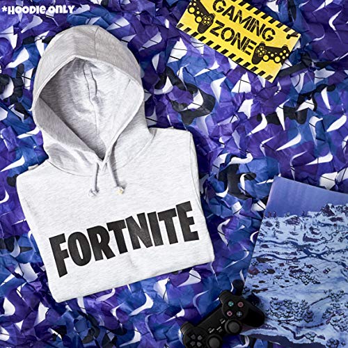 Fortnite Sudadera De Niños, Producto Oficial | Sudaderas para Niños con Manga Larga, Bolsillos Y Capucha | Regalos De Video Gamer Online (9/11 años, Gris)