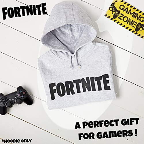 Fortnite Sudadera De Niños, Producto Oficial | Sudaderas para Niños con Manga Larga, Bolsillos Y Capucha | Regalos De Video Gamer Online (9/11 años, Gris)