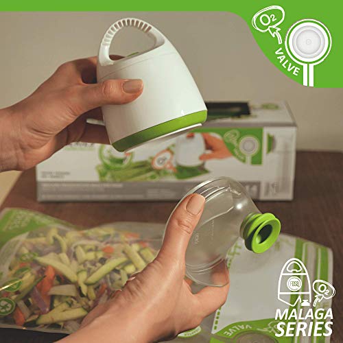 FOSA Home Starter Kit Málaga. Envasadora al vacío compacta + Adaptador + 14 Bolsas Reutilizables (4XS, 4xM, 6XL) para conservar Tus Alimentos
