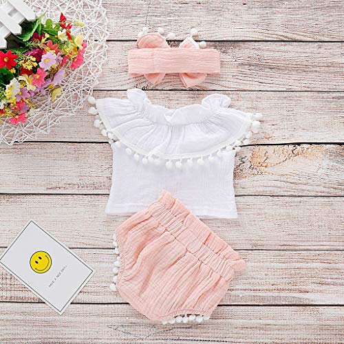 Fossen 2020 Conjunto de 3 Piezas Verano Ropa Bebe Niña Monos de Volantes con Borla + Pantalón Corto + Banda de Pelo para 0-24 Meses Recien Nacido Bebé Fossen 2020 Conjunto de 3 Piezas Verano Ropa Bebe Niña Monos de Volantes con Borla + Pantalón Corto + Banda de Pelo para 0-24 Meses Recien Nacido Bebé