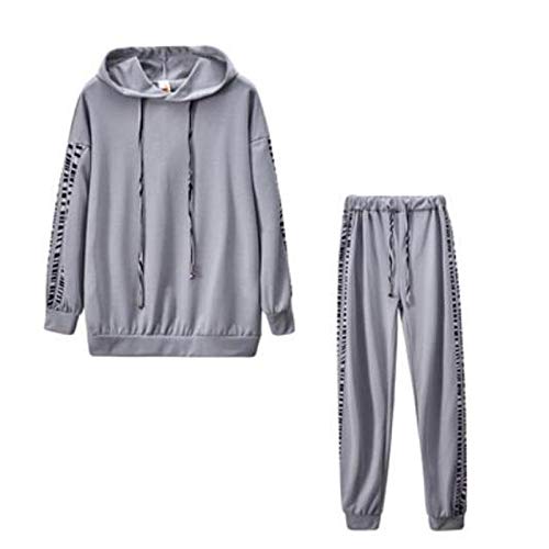 Fossen MuRope 2 Piezas Chándal Mujer Conjunto, Chándales para Mujer Sudaderas Mujer con Capucha Tumblr + Pantalones Deportivos Pijamas Gimnasio (gris, M)