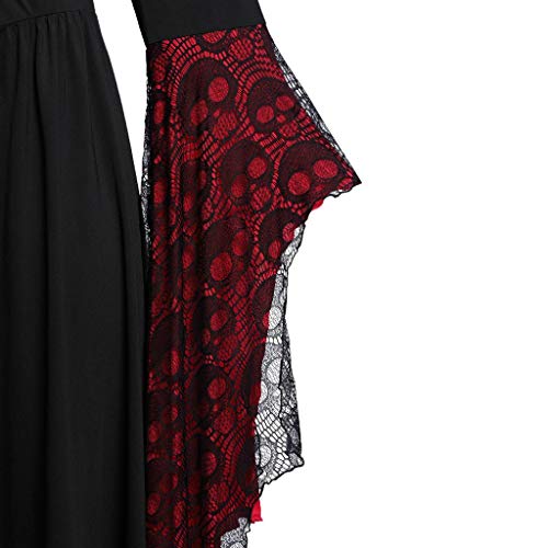 Fossenfeliz Disfraz de Reina Gótico Elegante de Encajes- Vestido de Mujeres Halloween Realista - Falda Larga de Diosa del Temperamento de Fiesta de Mascarada Fossenfeliz Disfraz de Reina Gótico Elegante de Encajes- Vestido de Mujeres Halloween Realista - Falda Larga de Diosa del Temperamento de Fiesta de Mascarada