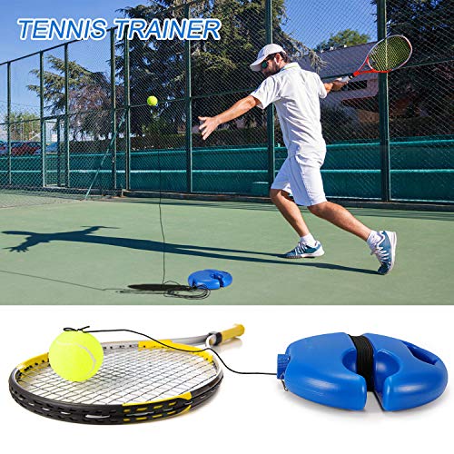 Fostoy Entrenador de Tenis, Equipo de Entrenador de Tenis Profesional con Elástica Goma y 3 Pelotas de Rebote para Entrenamiento Solo para Niños Adultos Principiantes, Naranja (Blue)