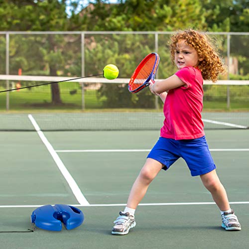 Fostoy Entrenador de Tenis, Tenis de Entrenamiento Solo con Elástica de Goma y 2 Pelotas de Repuesto, Auto Práctica Entrenador Pelota de Rebote de Tenis para Niños, Adultos, Principiantes