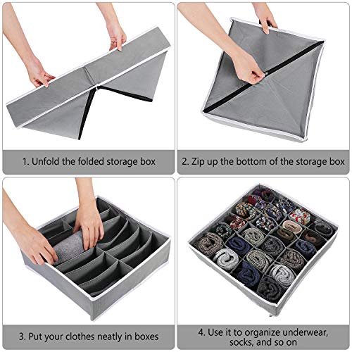 Fostoy Organizador de Ropa Interior, Juego de 3 Sujetadores Plegables Organizador de Cajones Divisores de Armario Caja de Almacenamiento para Ropa Interior, Sujetadores, Calcetines, Corbatas Fostoy Organizador de Ropa Interior, Juego de 3 Sujetadores Plegables Organizador de Cajones Divisores de Armario Caja de Almacenamiento para Ropa Interior, Sujetadores, Calcetines, Corbatas