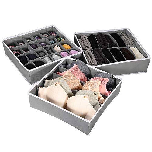 Fostoy Organizador de Ropa Interior, Juego de 3 Sujetadores Plegables Organizador de Cajones Divisores de Armario Caja de Almacenamiento para Ropa Interior, Sujetadores, Calcetines, Corbatas Fostoy Organizador de Ropa Interior, Juego de 3 Sujetadores Plegables Organizador de Cajones Divisores de Armario Caja de Almacenamiento para Ropa Interior, Sujetadores, Calcetines, Corbatas