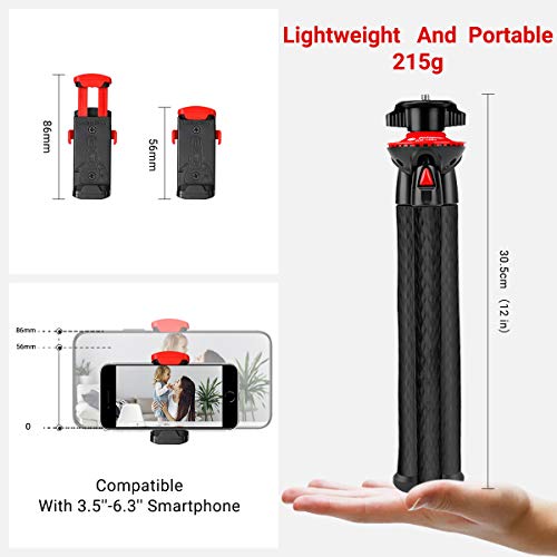 Fotopro Cámara Trípode, Flexible Tripode, Trípode Portátil con Tornillo 1/4'' para Canon, Nikon, Cámara Acción, Móvil Trípode para iPhone, Galaxy, Xiaomi con Teléfonico Pinza, Tripod