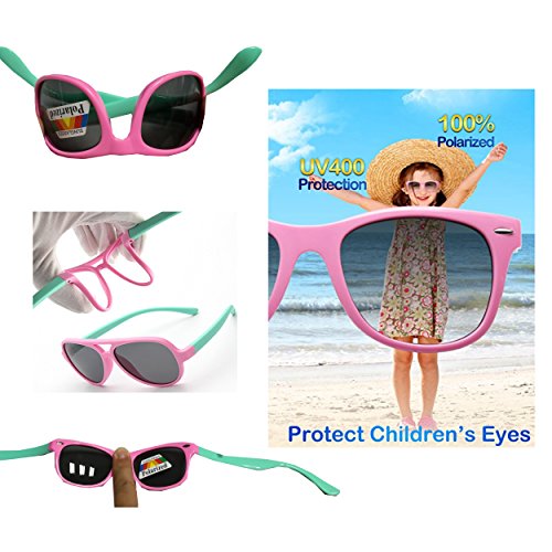 FOURCHEN Gafas de sol para niños, gafas de sol Kids Rubber flexible Gafas de sol polarizadas para niños, Gafas de sol 100% UV Proof para niñas/niños, Gafas de sol para niños, Gafas de sol para niños