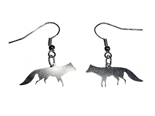 Fox Pendientes Miniblings zorros corriendo plata silueta sombra Fox Pendientes Miniblings zorros corriendo plata silueta sombra