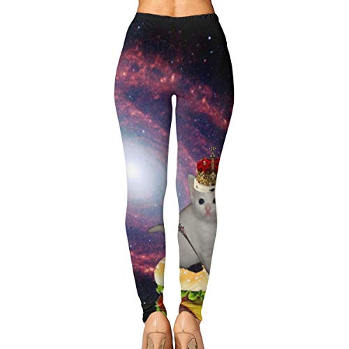 Frankv Pantalones de yoga para mujer, pantalones de entrenamiento de cintura alta The Burger Space Cat S