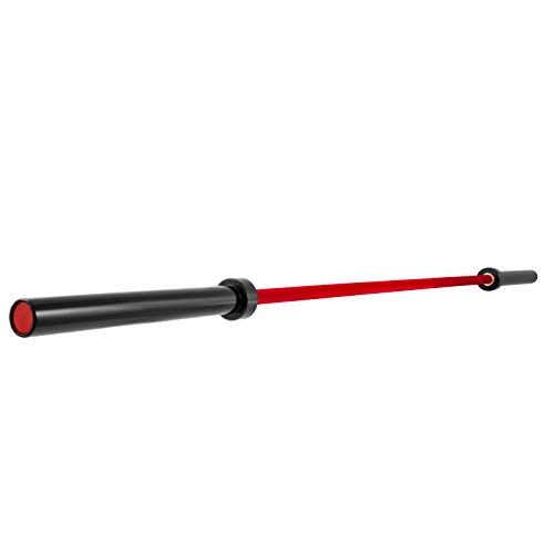 Frantools Barra de Pesas 20KG Capacidad hasta 680KG para Placas Olímpicas de 50mm Barra olímpica 2.2M con Hebilla y Banda de Protección Barra Olímpica de Acero Color Rojo