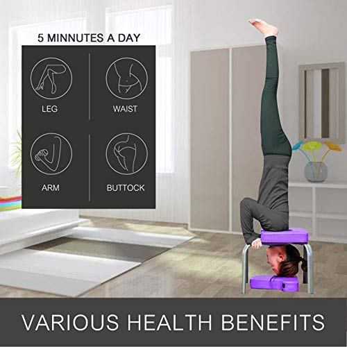 Frantools Silla de Inversión de Yoga Banco de Silla de Yoga Headstand Yoga Postura sobre La Cabeza Balanzas Sobremesa Soporte De Yoga de Familia, Gimnasio Marrón Púrpura Frantools Silla de Inversión de Yoga Banco de Silla de Yoga Headstand Yoga Postura sobre La Cabeza Balanzas Sobremesa Soporte De Yoga de Familia, Gimnasio Marrón Púrpura