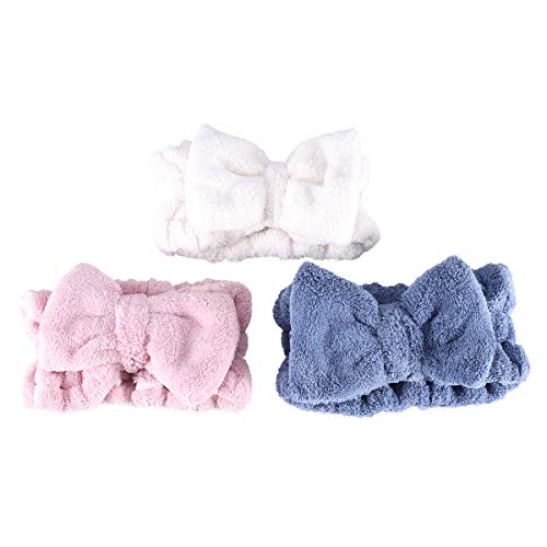 Frcolor bowknot pelo bandas elásticas coral felpa maquillaje cara Wash ducha diadema para mujer chica 3 Unidos (azul rosa blanco) Frcolor bowknot pelo bandas elásticas coral felpa maquillaje cara Wash ducha diadema para mujer chica 3 Unidos (azul rosa blanco)