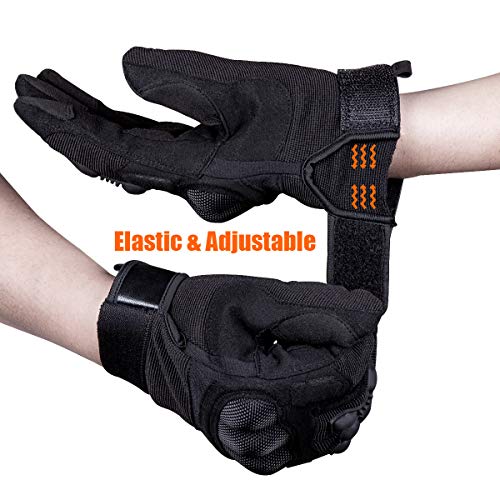 FREE SOLDIER Guantes de Motocicleta Pantalla táctil para Hombre Guantes tácticos con nudillo de Goma Dura para Escalada Pesca Correr Caza Entrenamiento Guante de Ciclismo(Negro,XL)