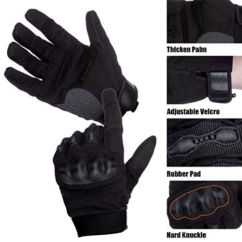 FREE SOLDIER Guantes de Motocicleta Pantalla táctil para Hombre Guantes tácticos con nudillo de Goma Dura para Escalada Pesca Correr Caza Entrenamiento Guante de Ciclismo(Negro,XL)