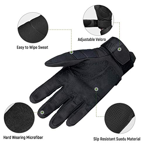 FREE SOLDIER Guantes Moto Verano Hombre Guantes Tacticos Militares Combate para Deportes al Aire Libre, Escalada, Ciclismo, Bicicleta Montaña, MTB, Airsoft, Paintball (M, Dedo Completo/Negro)