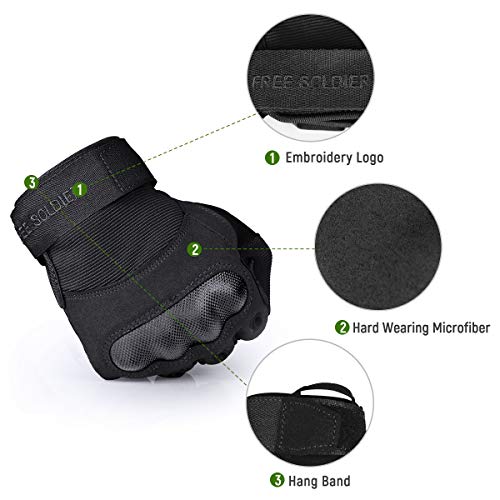 FREE SOLDIER Guantes Moto Verano Hombre Guantes Tacticos Militares Combate para Deportes al Aire Libre, Escalada, Ciclismo, Bicicleta Montaña, MTB, Airsoft, Paintball (L, Dedo Completo/Verde)