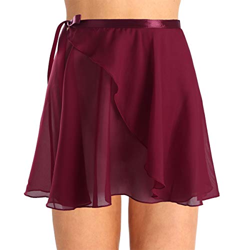 Freebily Falda de Gasa Deportiva Niñas para Danza Ballet Gimnasia Patinaje Niñas Infántil y Mujer Adulta con Cinturilla para Leotardo Maillot Deporte Wine Red One Size