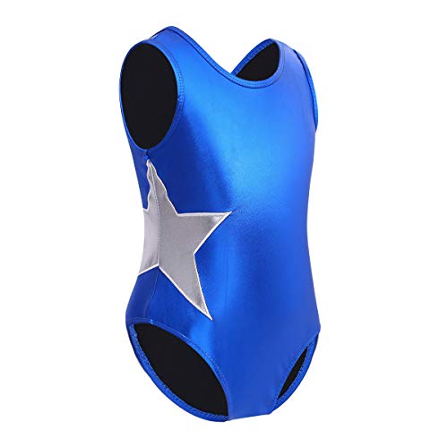 Freebily Leotardo Jumpsuit Una Pieza para Danza Gimnasia Niñas Chicas Maillots Brillantes con Estampado Estrellas Infántil Azul 2-3 Años