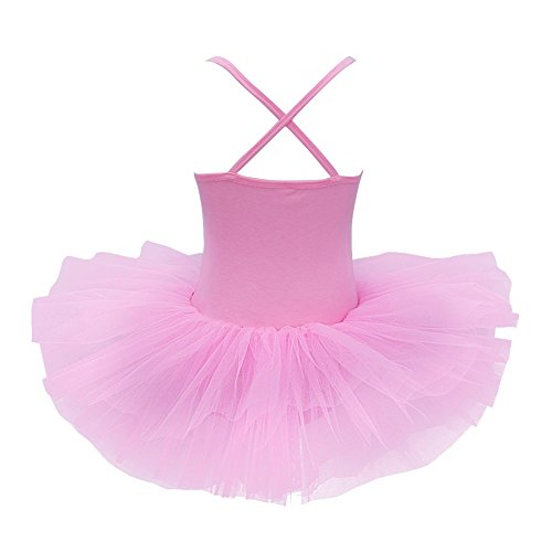 Freebily Maillot de Ballet Danza Vestido Algodón con Lentejuelas para Niña (2-12 años) Tutú Infantil Brillante Rosa A 6-7 años