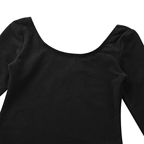 Freebily Maillot de Danza Gimnasia Leotardo Clásico Elástico de Ballet de Algodón para Niñas (3-12 Años) Maillots Baile Manga Larga Negro 3 años