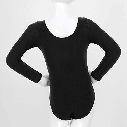 Freebily Maillot de Danza Gimnasia Leotardo Clásico Elástico de Ballet de Algodón para Niñas (3-12 Años) Maillots Baile Manga Larga Negro 3 años