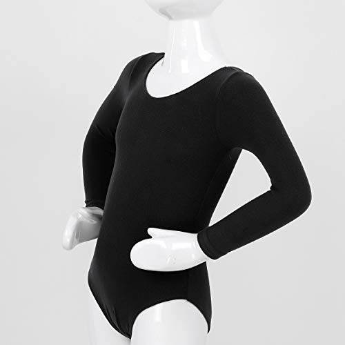 Freebily Maillot de Danza Gimnasia Leotardo Clásico Elástico de Ballet de Algodón para Niñas (3-12 Años) Maillots Baile Manga Larga Negro 3 años