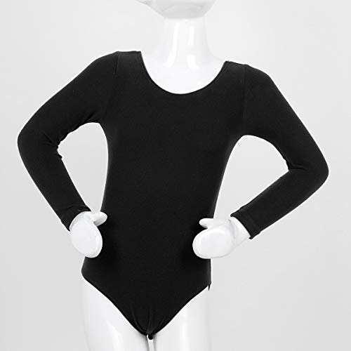 Freebily Maillot de Danza Gimnasia Leotardo Clásico Elástico de Ballet de Algodón para Niñas (3-12 Años) Maillots Baile Manga Larga Negro 3 años