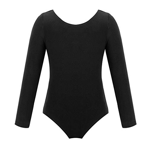 Freebily Maillot de Danza Gimnasia Leotardo Clásico Elástico de Ballet de Algodón para Niñas (3-12 Años) Maillots Baile Manga Larga Negro 3 años